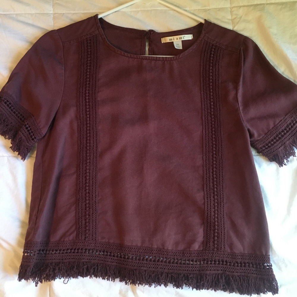 Burgundy halter blouse